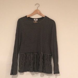 Black and White Striped Peplum Top (M)